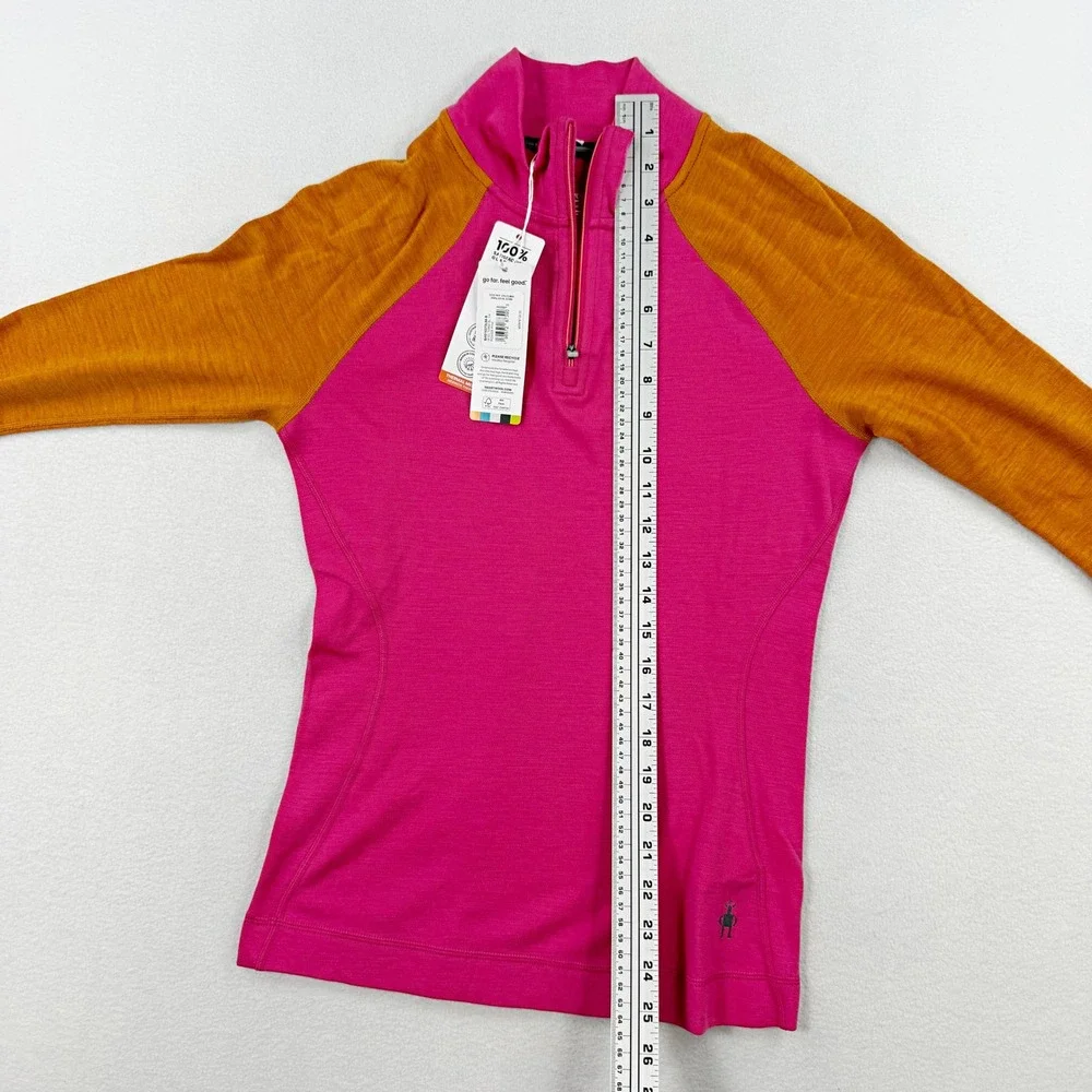 Smartwool Classic Thermal 1/4 Zip Baselayer Top Size S Womens Power Pink NEW - Picture 9 of 9